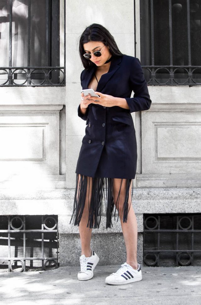 Long Blazer and Fringe Outfit